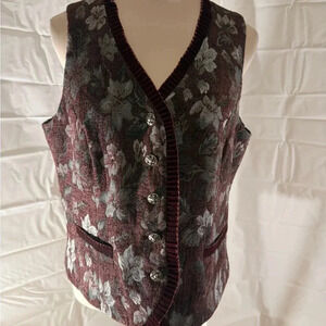 Andre Oliver Red & Gray Brocade Vest